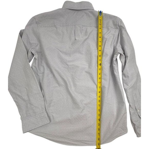 J Crew Slim Fit Oxford Shirt Textured Sashiko Dot Dobby LS Light Gray Preppy L - Picture 12 of 15